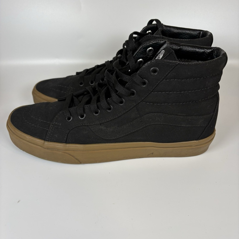 Vans Sk8-Hi Shoes Mens 11 Black Gum Sole High Top Skate Sneakers Canvas